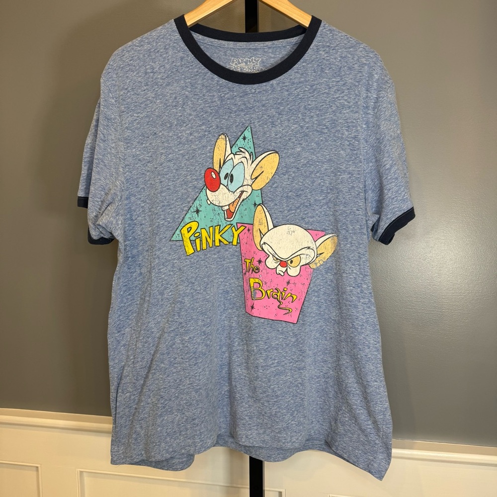 Vintage 90s Pinky and the Brain Ringer T-Shirt Cartoon WB XL